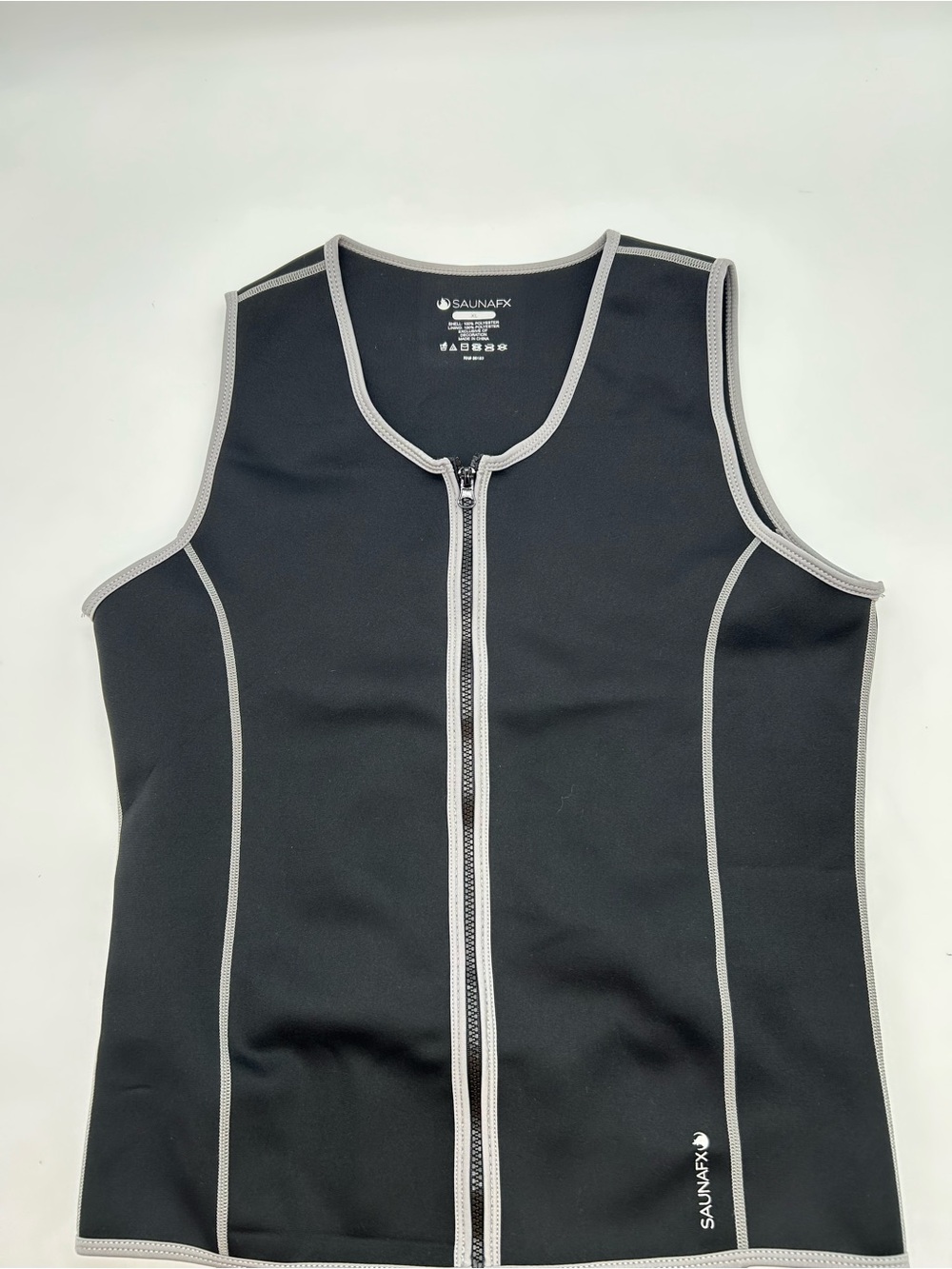 Saunafx Black Neoprene Zip-Up Sauna Vest size XL